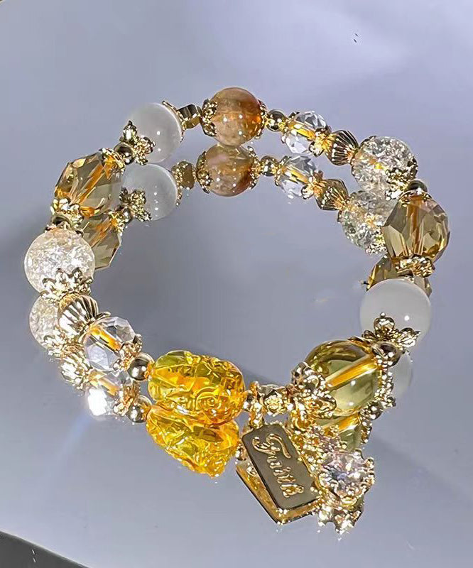 Feines Armband mit Erdbeerkristallen aus rosa Legierung