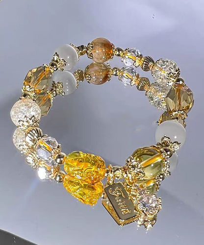 Feines Armband mit Erdbeerkristallen aus rosa Legierung