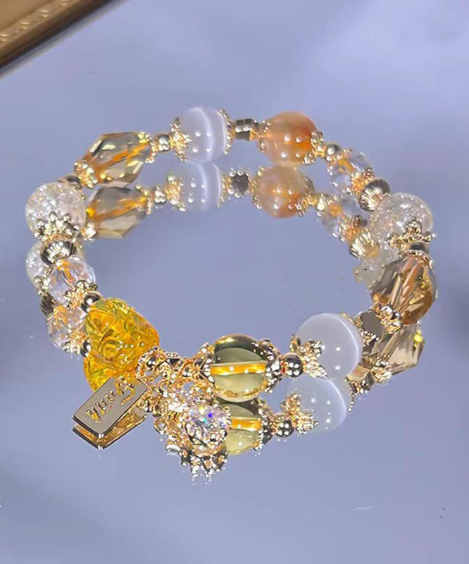 Feines Armband mit Erdbeerkristallen aus rosa Legierung