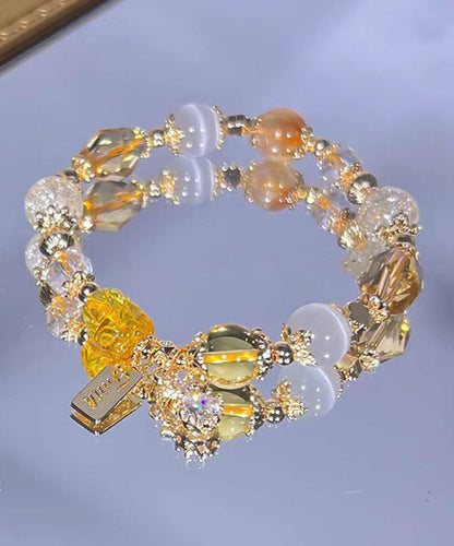 Feines Armband mit Erdbeerkristallen aus rosa Legierung