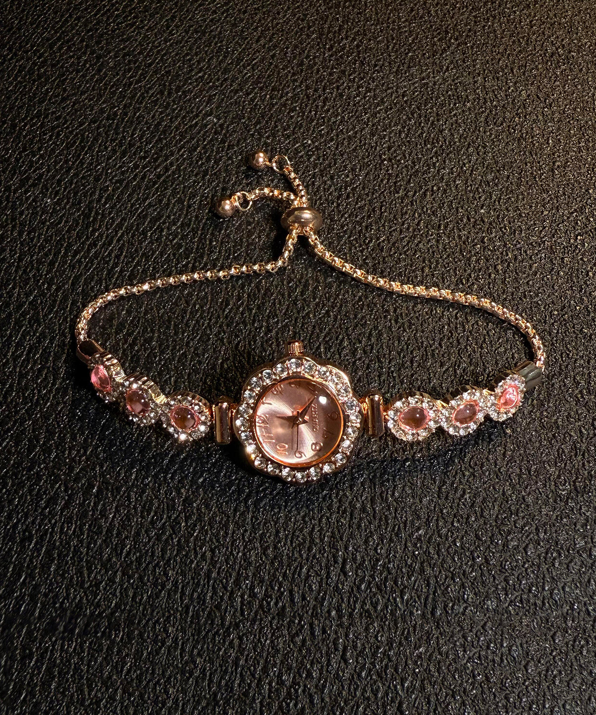 Relojes con borlas y cordón de aleación fina de circonita rosa