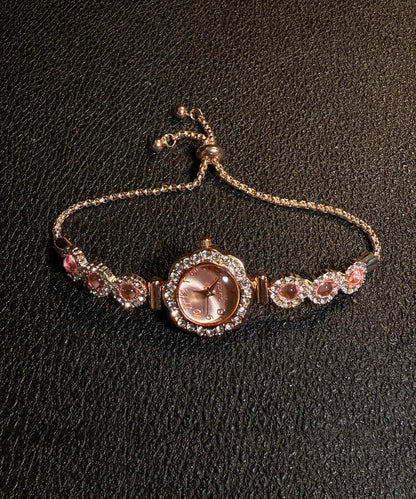 Relojes con borlas y cordón de aleación fina de circonita rosa