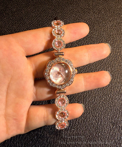 Relojes con borlas y cordón de aleación fina de circonita rosa