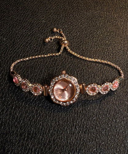 Relojes con borlas y cordón de aleación fina de circonita rosa