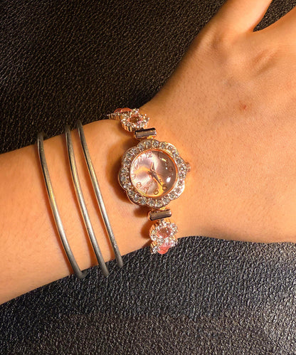 Relojes con borlas y cordón de aleación fina de circonita rosa