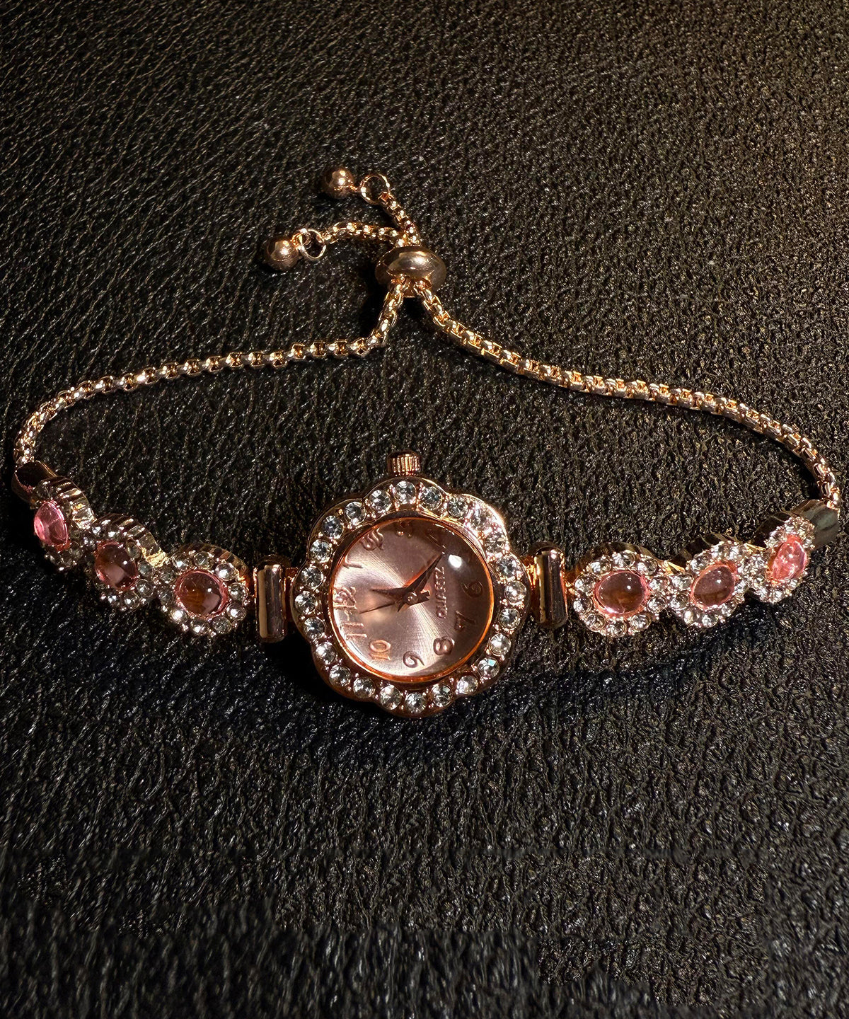 Relojes con borlas y cordón de aleación fina de circonita rosa