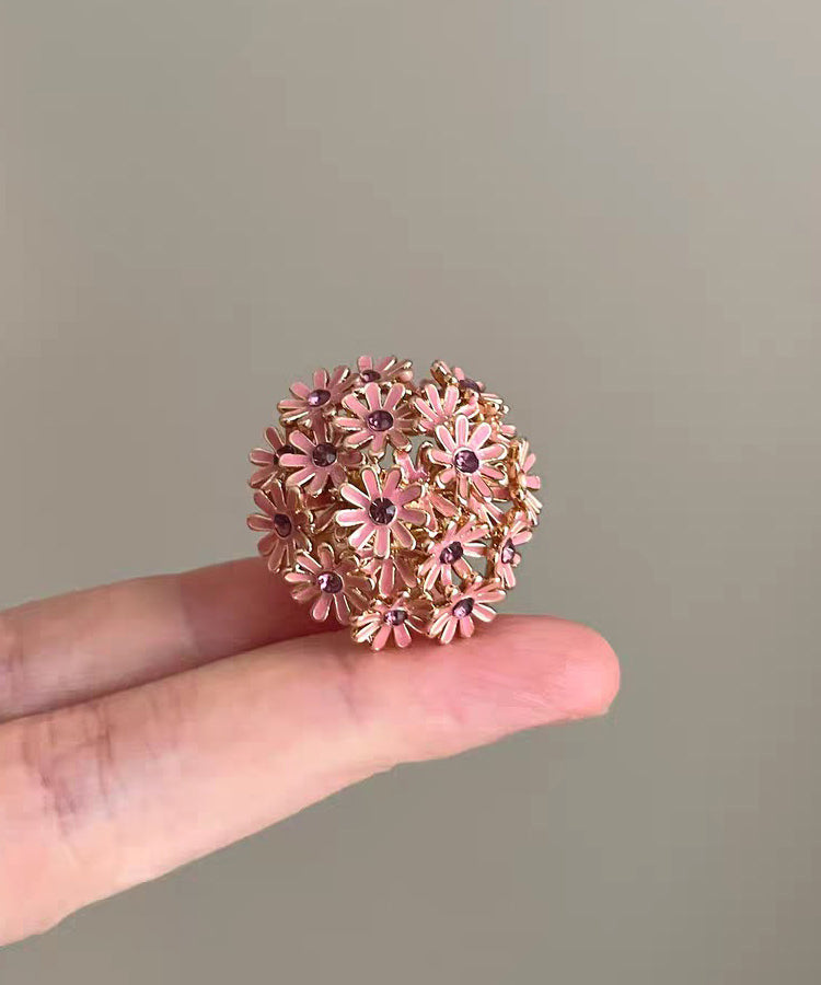 Fine Pink Floral Open Mouth Alloy Rings