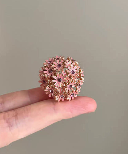 Fine Pink Floral Open Mouth Alloy Rings