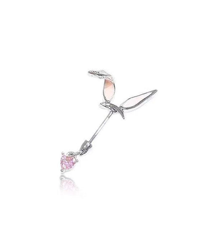 Fine Pink Stainless Steel Little Rabbit Arc Love Single Stud Earrings