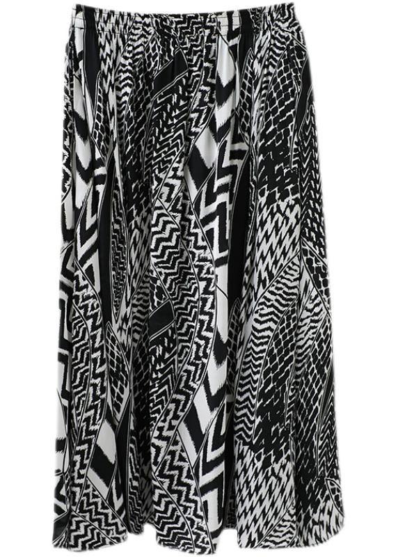 Fine Print Summer Elastic Waist A Line Skirt - SooLinen