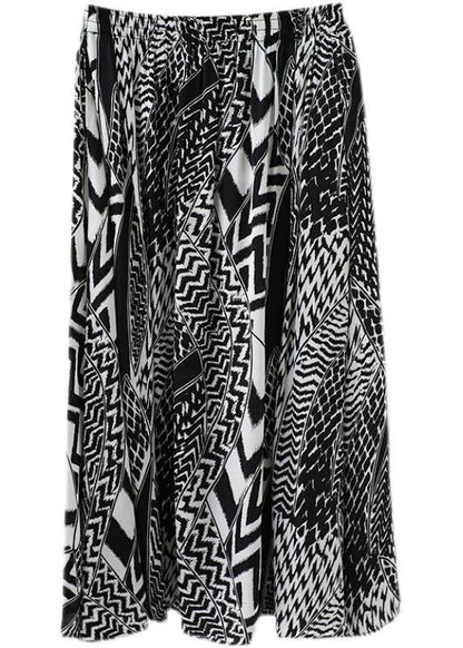 Fine Print Summer Elastic Waist A Line Skirt - SooLinen