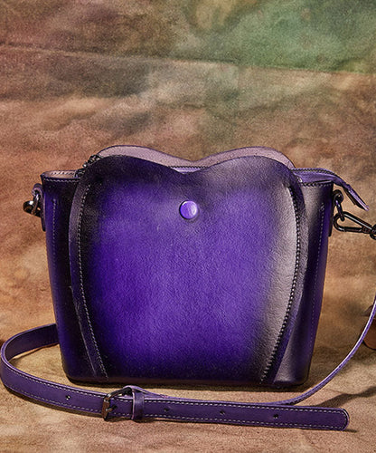 Feine lila Rub Farbe Paitings Kalbsleder Messenger Bag