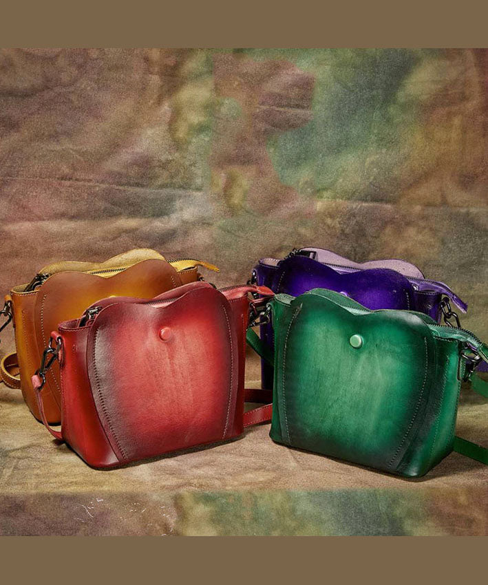 Feine lila Rub Farbe Paitings Kalbsleder Messenger Bag