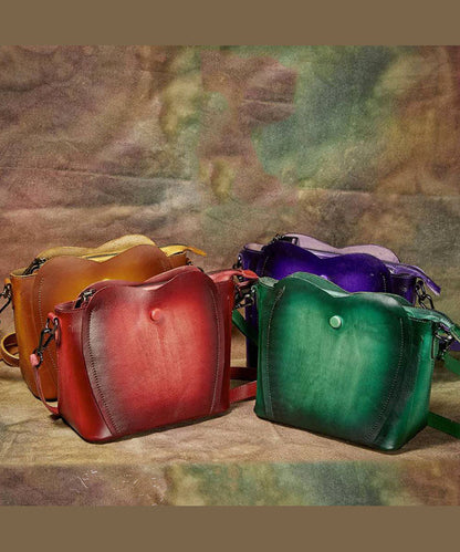 Feine lila Rub Farbe Paitings Kalbsleder Messenger Bag