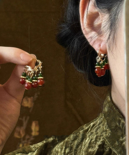 Feine Regenbogen-Ohrringe aus Sterlingsilber mit vergoldeten Perlen