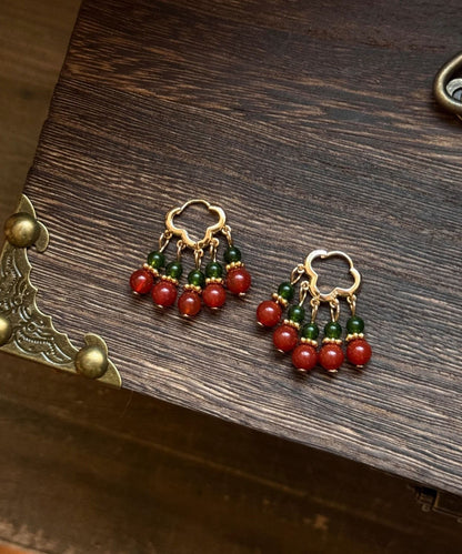 Feine Regenbogen-Ohrringe aus Sterlingsilber mit vergoldeten Perlen