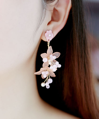 Pendientes colgantes de cristal rojo con incrustaciones finas, hechos a mano, con cuentas y gráficos.