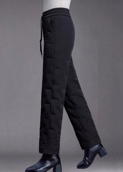 Feine rote Winterhose mit Taschen, elastischem Bund und Daunenfüllung