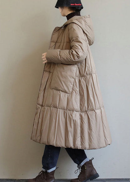 Feiner roter Circle Winter-Daunenmantel mit Kapuze und Reißverschluss