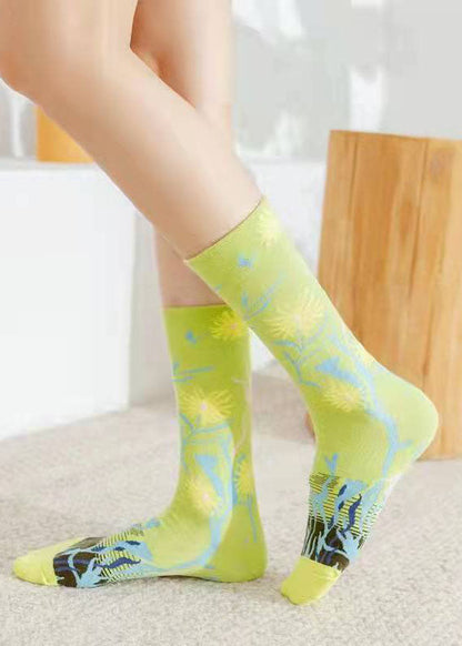Feine Jacquard-Baumwollsocken im Retro-College-Stil bis zur Mitte der Wade