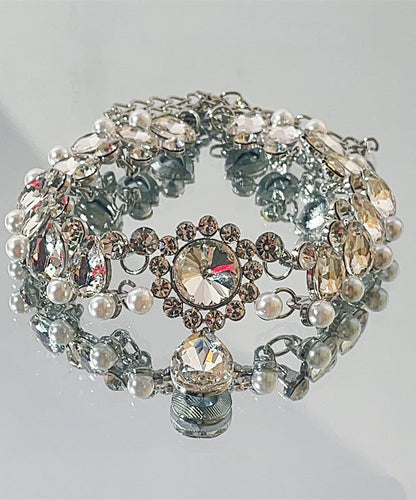 Collar con colgante de perla y circonita de aleación de seda fina