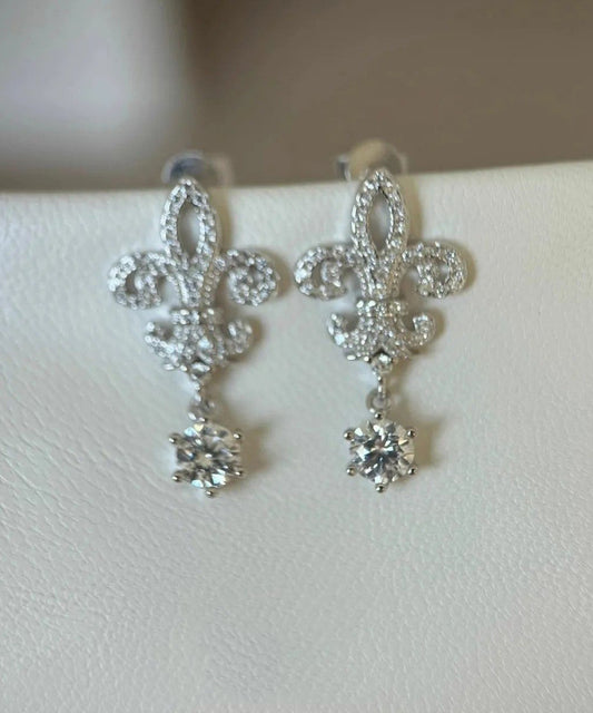 Fine Silk Alloy Zircon Iris Water Droplet Tassel Drop Earrings