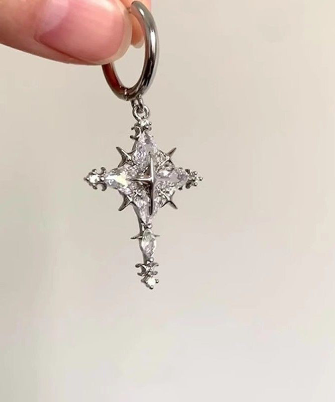 Fine Silk Copper Overgild Zircon Snowflake Drop Earrings