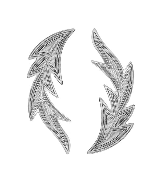 Feine Seide, Kupfer, versilberte Feder, ein Paar Haarnadeln