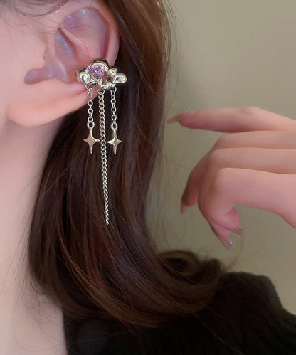 Fine Silk Copper Zircon Water Drop Tassel Drop Earrings