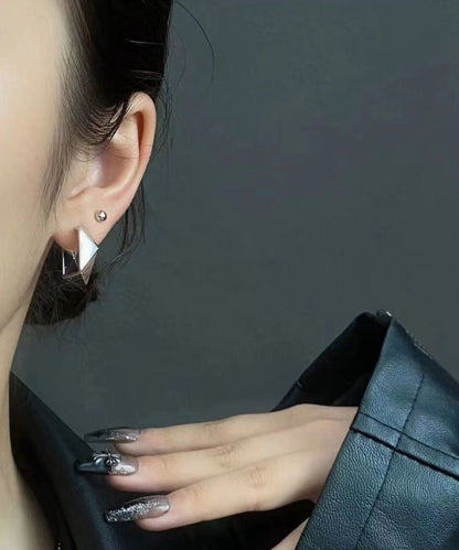 Pendientes de aro geométricos asimétricos de metal de seda fina