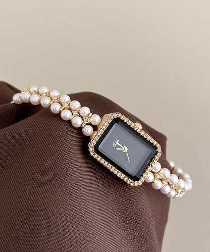 Fine Silk Stainless Steel Alloy Pearl Zircon Waterproof Watches