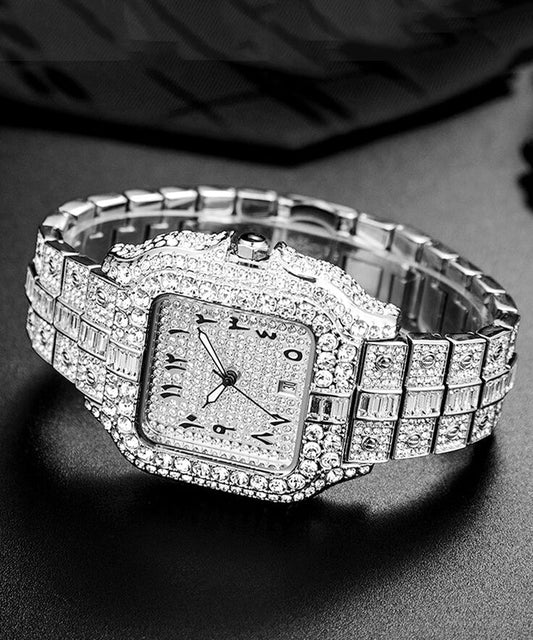 Fine Silk Stainless Steel Zircon Men Watches