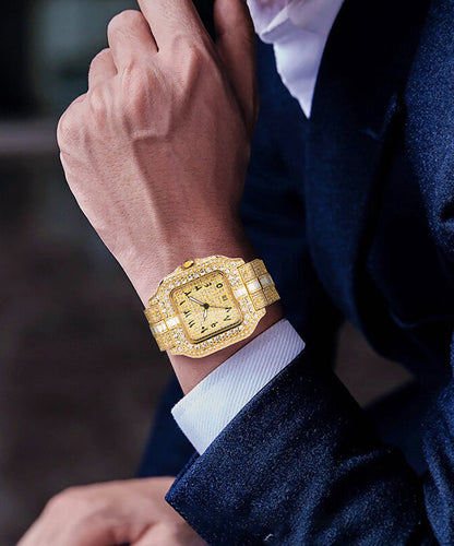 Fine Silk Stainless Steel Zircon Men Watches