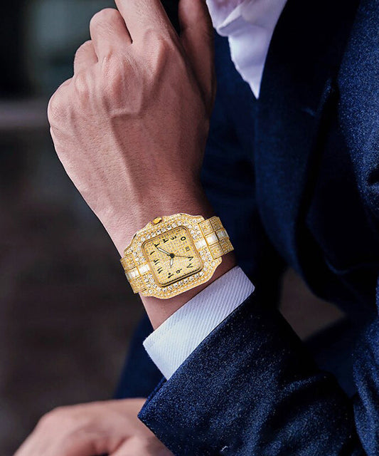 Fine Silk Stainless Steel Zircon Men Watches