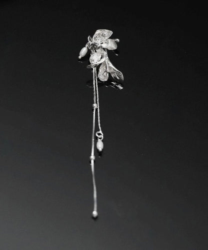 Fine Silk Sterling Silver Crabapple Blossom Tassel Hairpin