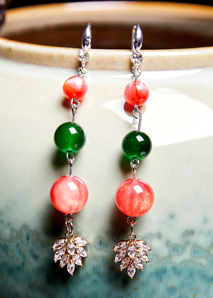 Pendientes colgantes de circonita turquesa en forma de uva