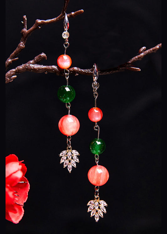 Pendientes colgantes de circonita turquesa en forma de uva