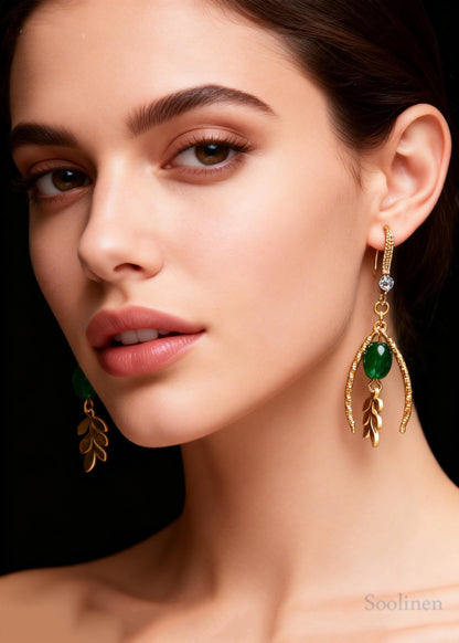 Fine Turquoise Zircon Sparkling Gilding Drop Earrings