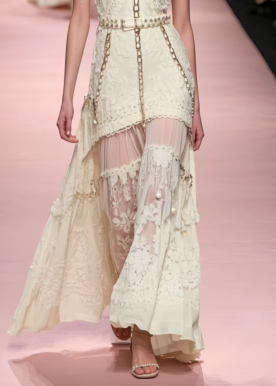 Fine White Jacquard Patchwork Cotton Vestidos Dresses Sleeveless