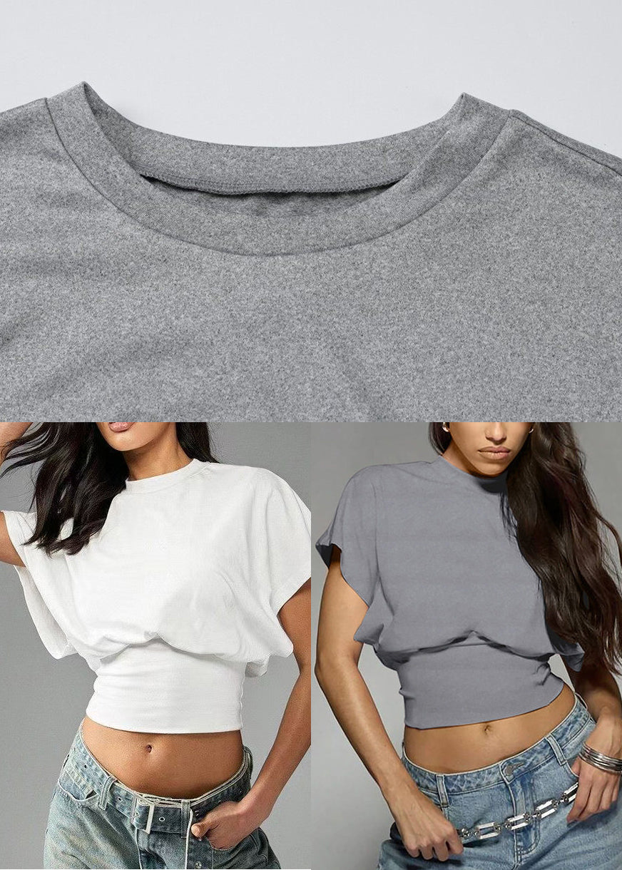 Fine White O-Neck Patchwork Cotton Short Tanks Summer