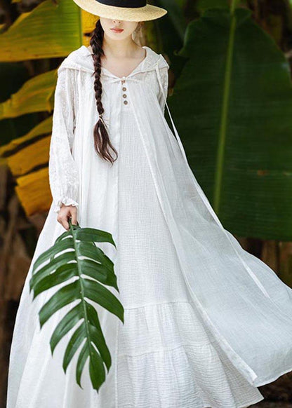 Fine White Oriental Long sleeve Hoodies Outwear SpringLinen - SooLinen