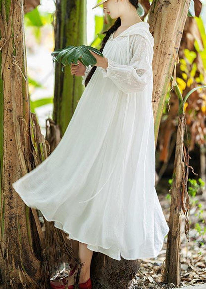 Fine White Oriental Long sleeve Hoodies Outwear SpringLinen - SooLinen