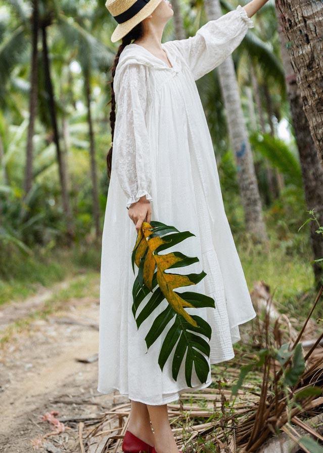 Fine White Oriental Long sleeve Hoodies Outwear SpringLinen - SooLinen