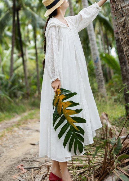 Fine White Oriental Long sleeve Hoodies Outwear SpringLinen - SooLinen