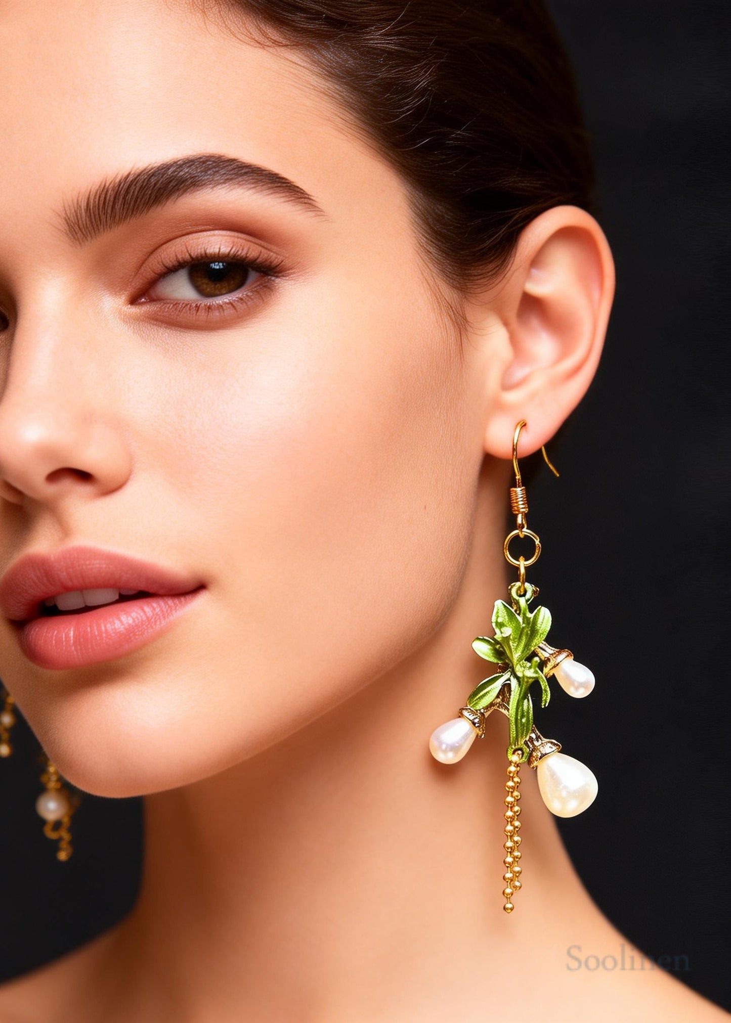 Fine White Pearl Branch Design Tassels Drop Earrings