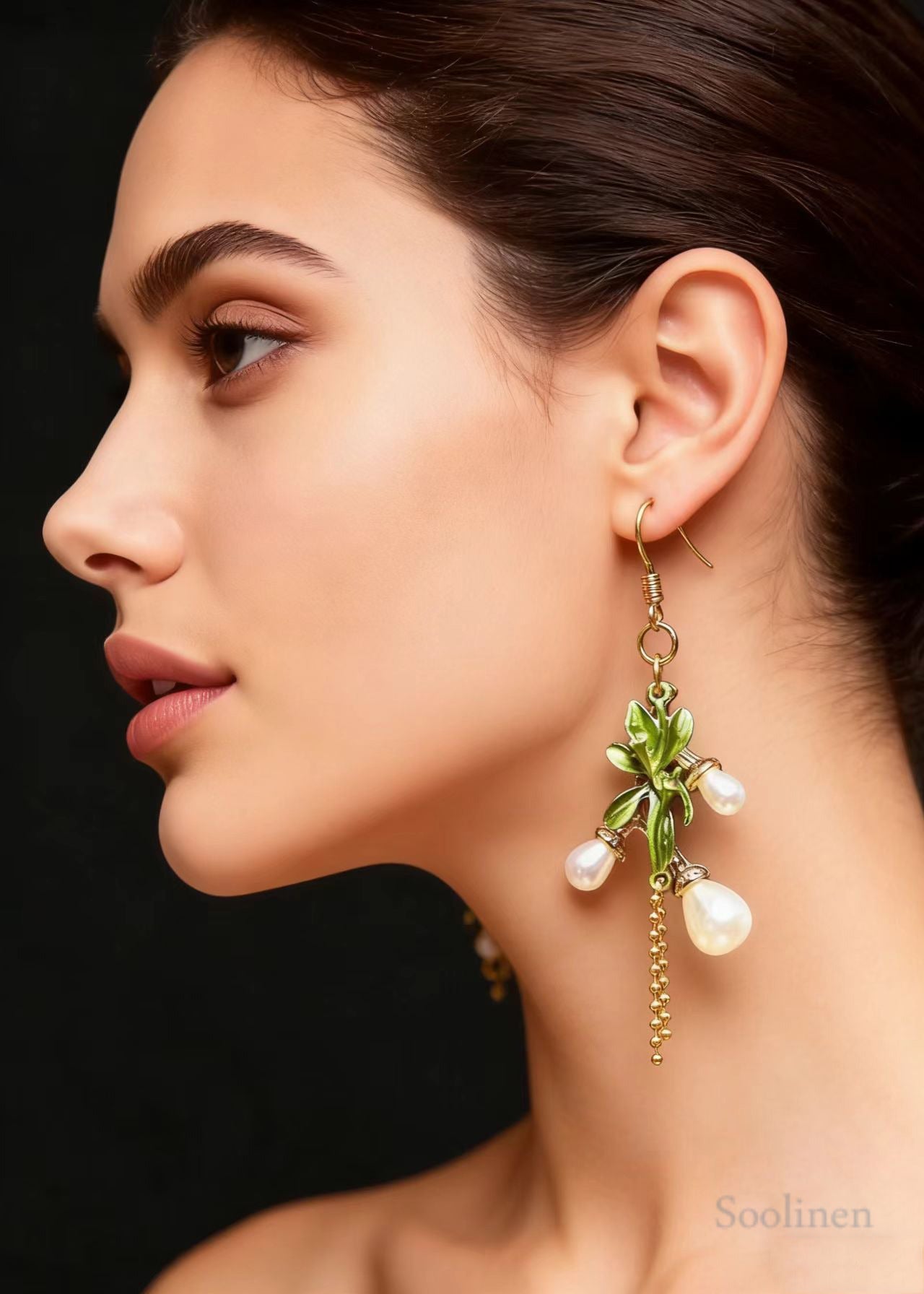 Fine White Pearl Branch Design Tassels Drop Earrings