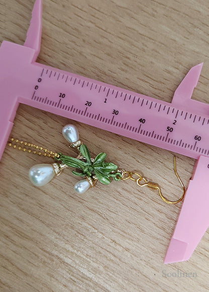 Fine White Pearl Branch Design Tassels Drop Earrings
