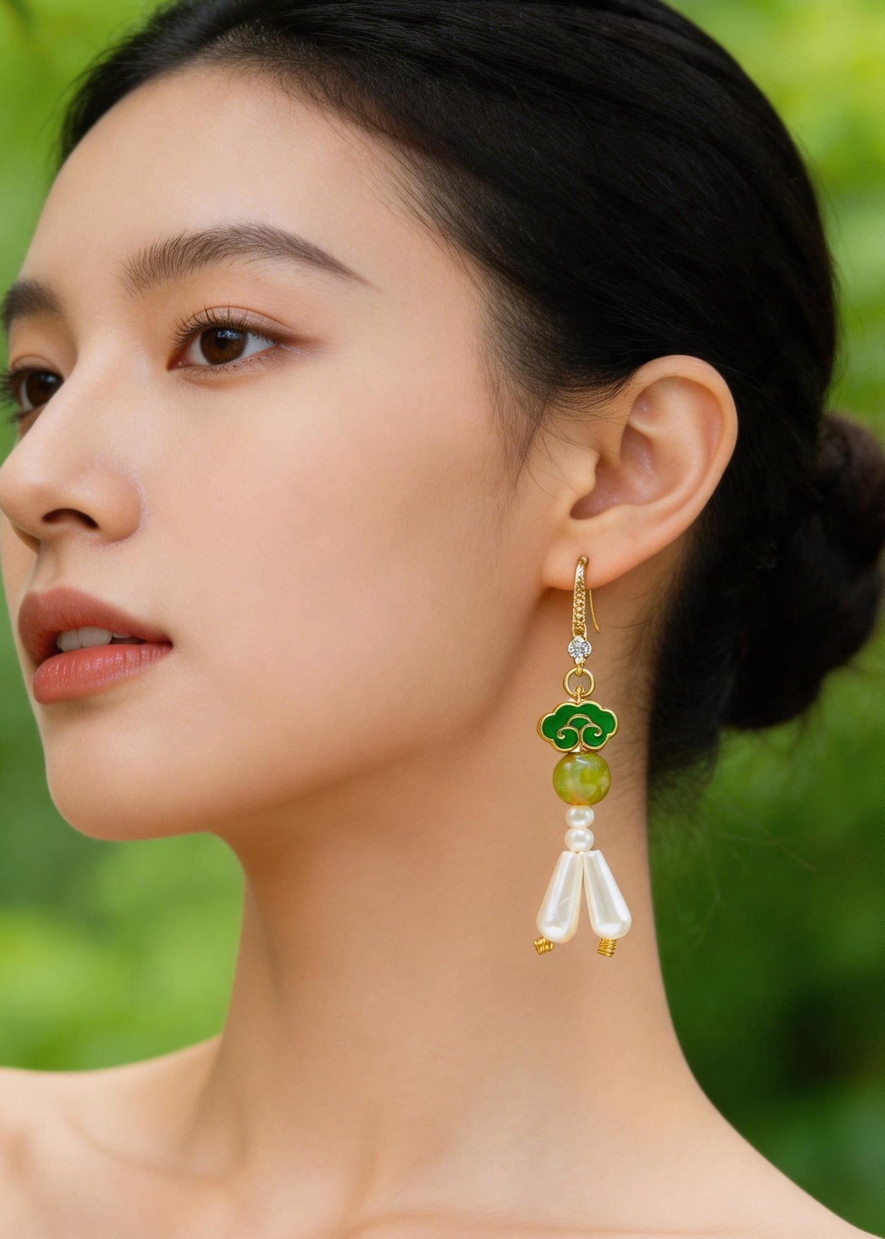 Fine White Pearl Ethnic Style Drop Earrings