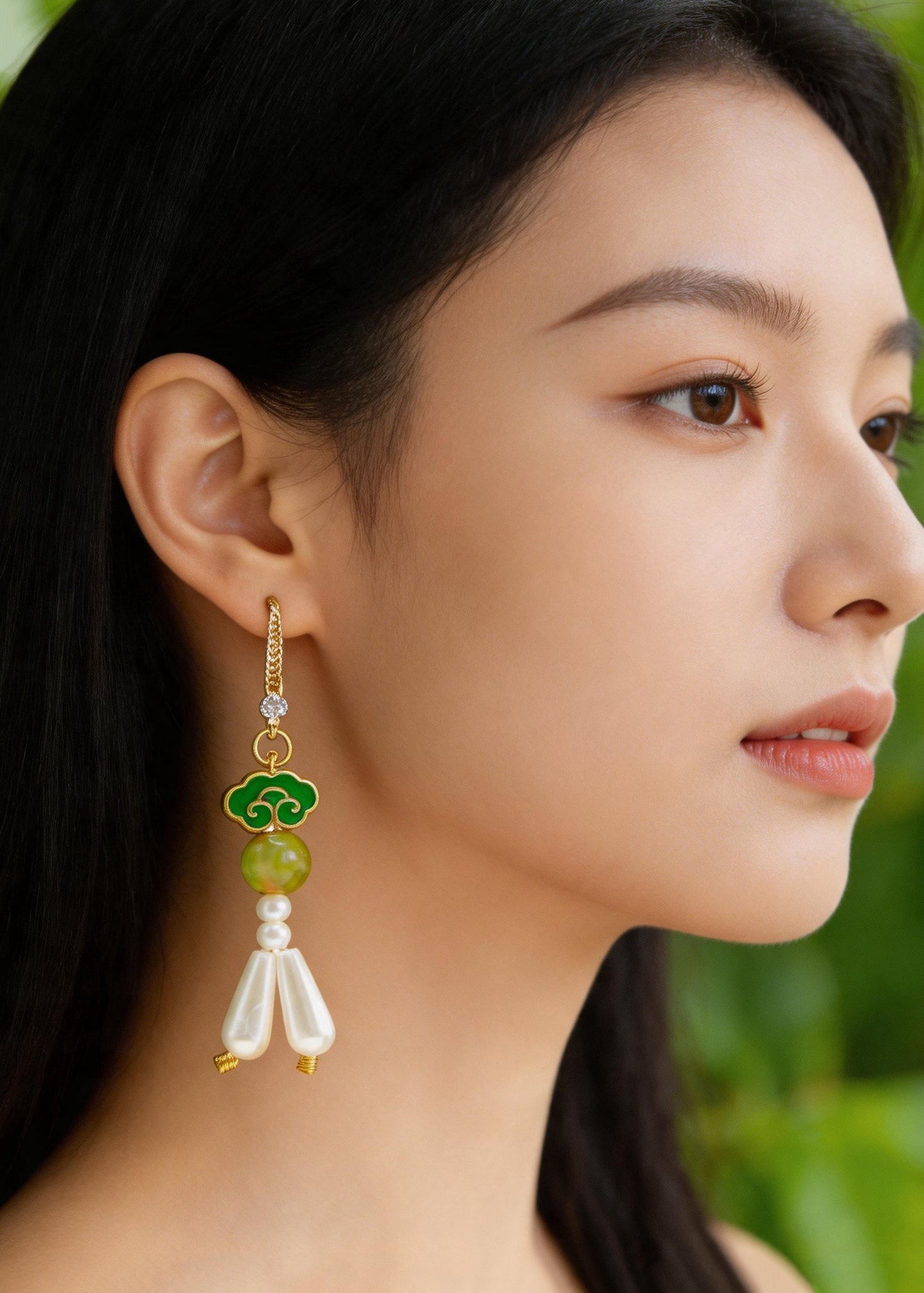 Fine White Pearl Ethnic Style Drop Earrings