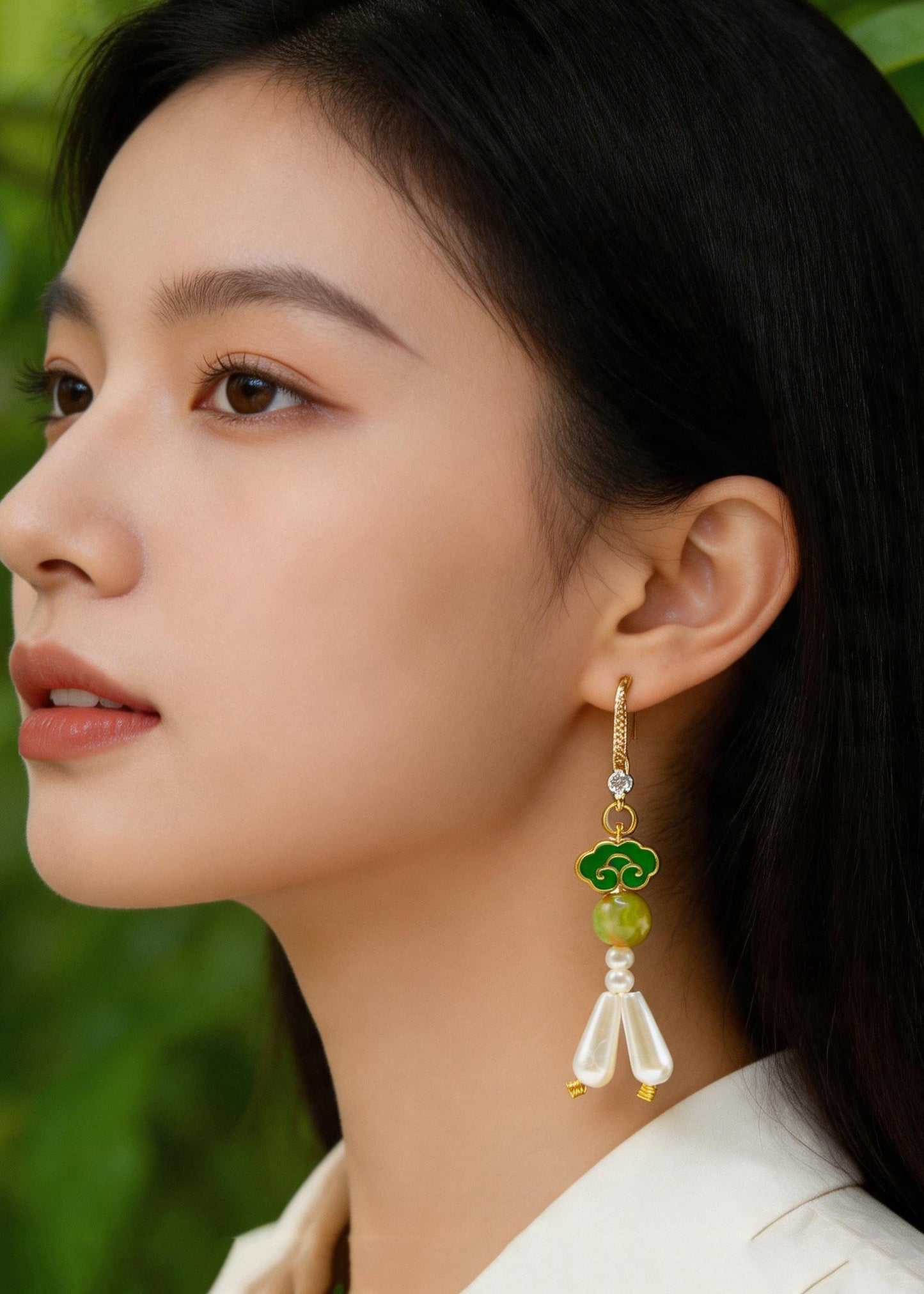 Fine White Pearl Ethnic Style Drop Earrings